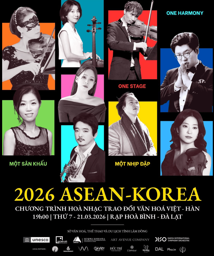 [ĐÀ LẠT - 19h00 - 21.03.2026] ASEAN-KOREA | Chương trình hoà nhạc trao đổi văn hoá Việt - Hàn